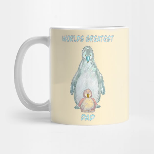 World’s Greatest Dad-cute baby penguin and  daddy penguin. by Peaceful Pigments